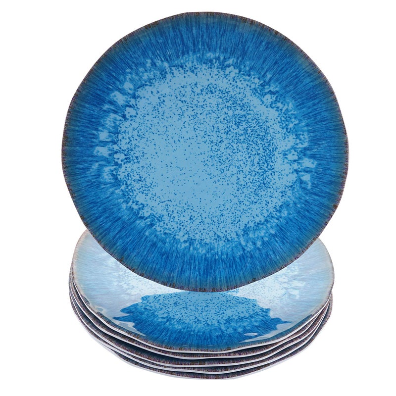 Topmela Melamine Dinner Plate Plastic Bread Butter Plates Set of 6 Pcs 11 inch Lightweight Shatter Proof Chip Resistant Dishwasher Safe Not Microware Not Oven(Light Blue) - Image 1